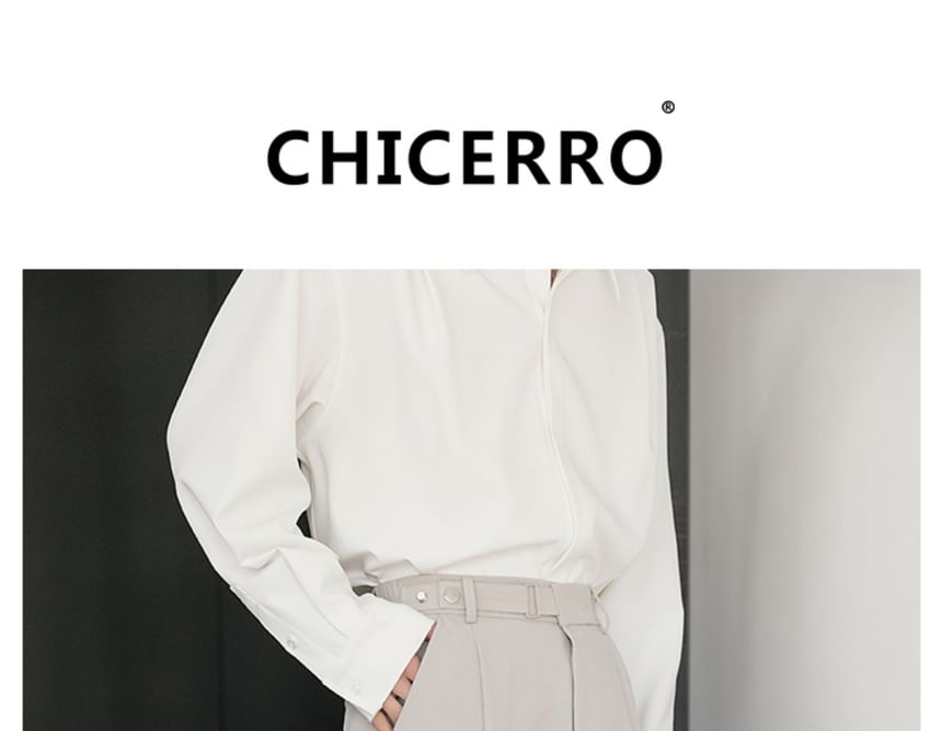 CHIC ERRO - Hoge taille effen rechte broek