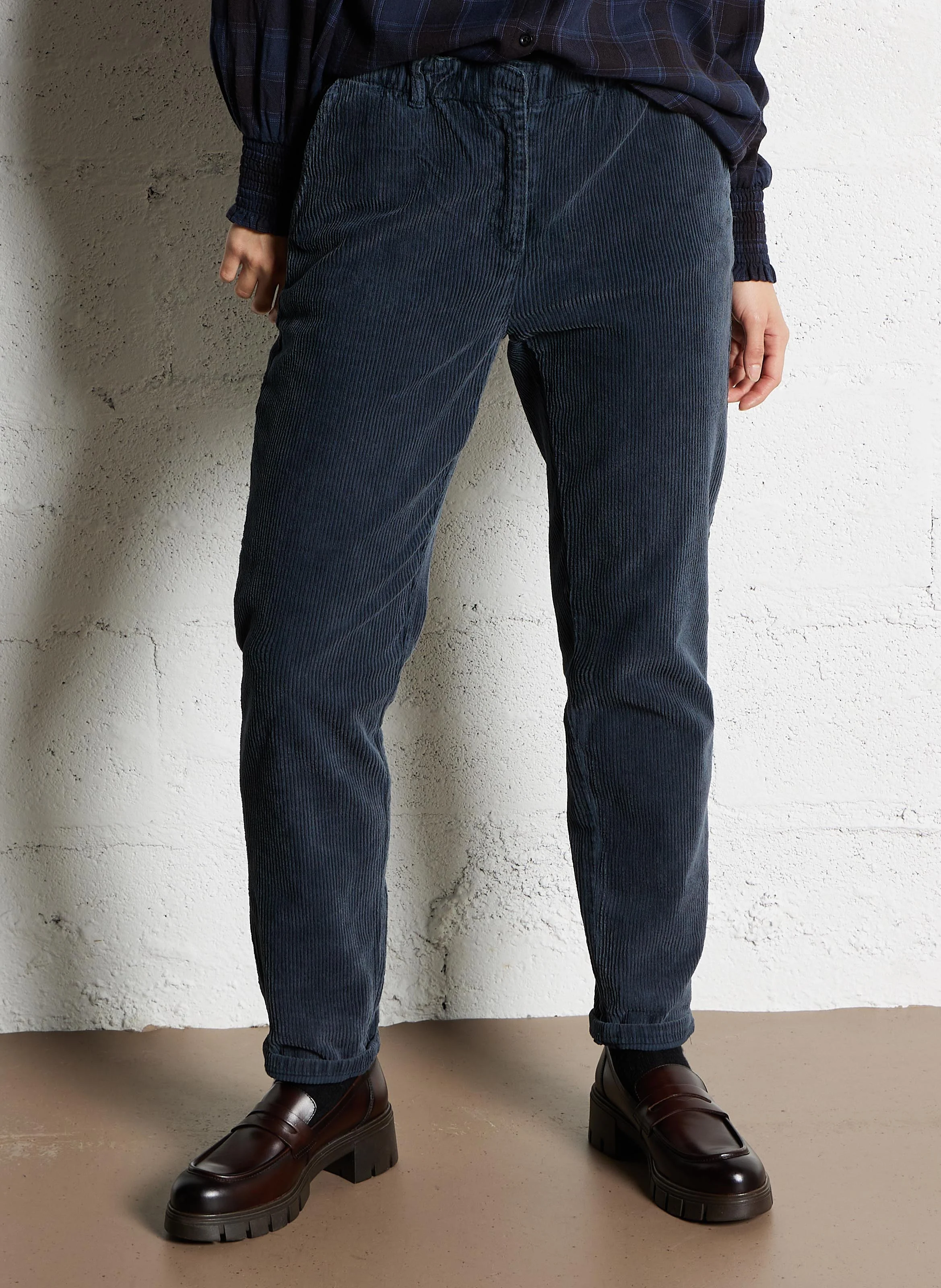 SABIL - Pantalon carotte en coton | Bleu