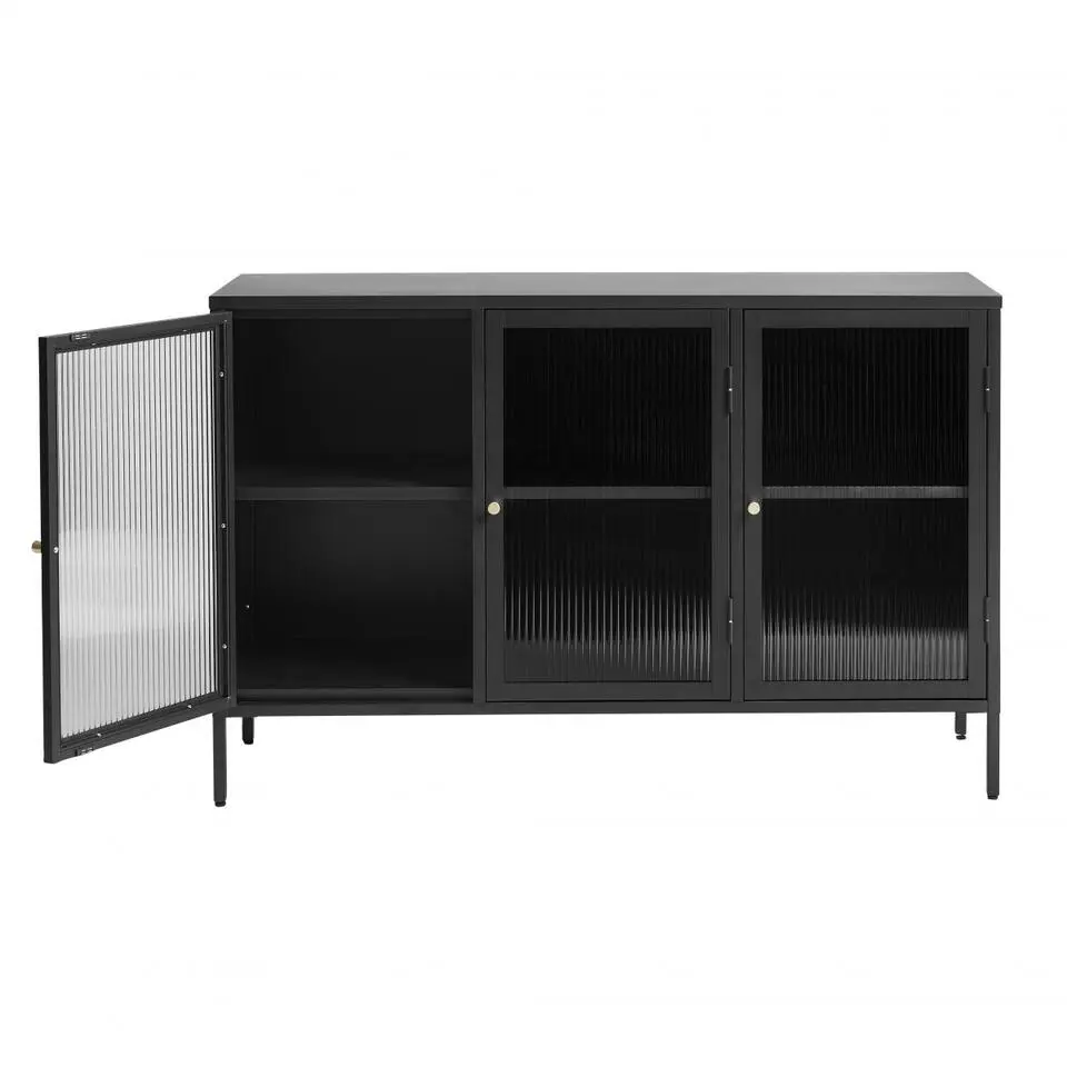 Nordic Home - Olan glazen dressoir - 130 cm - zwart