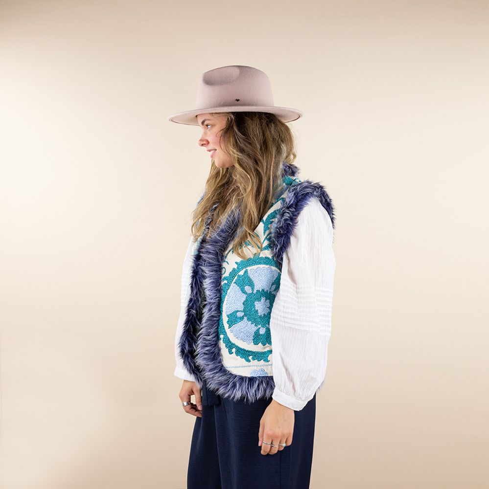 Suzani waistcoat Daruna teal - blauw