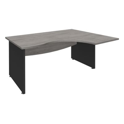 Bureau compact à droite DUAL - L160 cm - Pieds Anthracite - plateau imitation Chêne gris (Pieds de renfort ou caisson bout de bureau obligatoire à rajouter - non inclus)