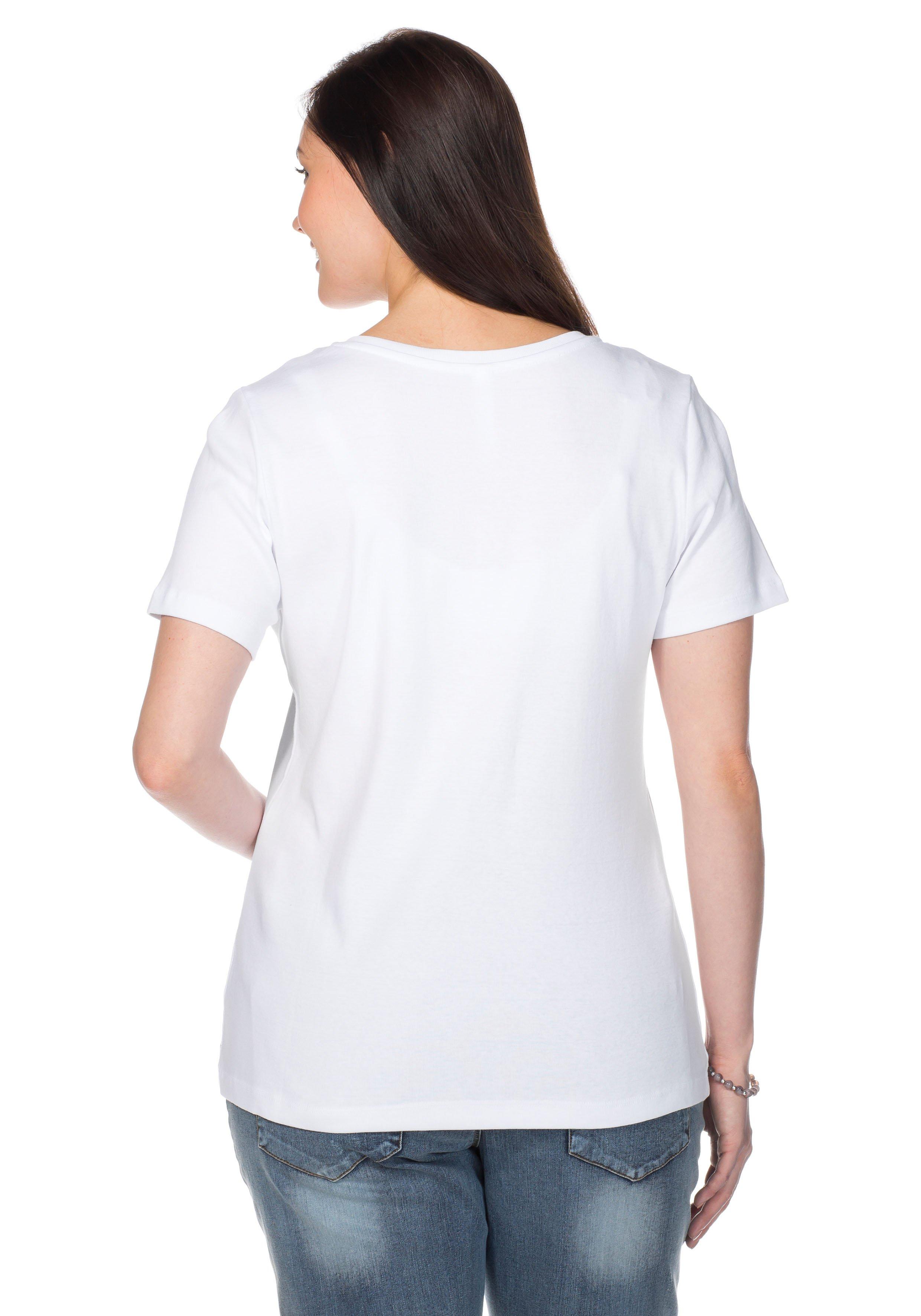 T-Shirt mit V-Ausschnitt, in Rippqualität