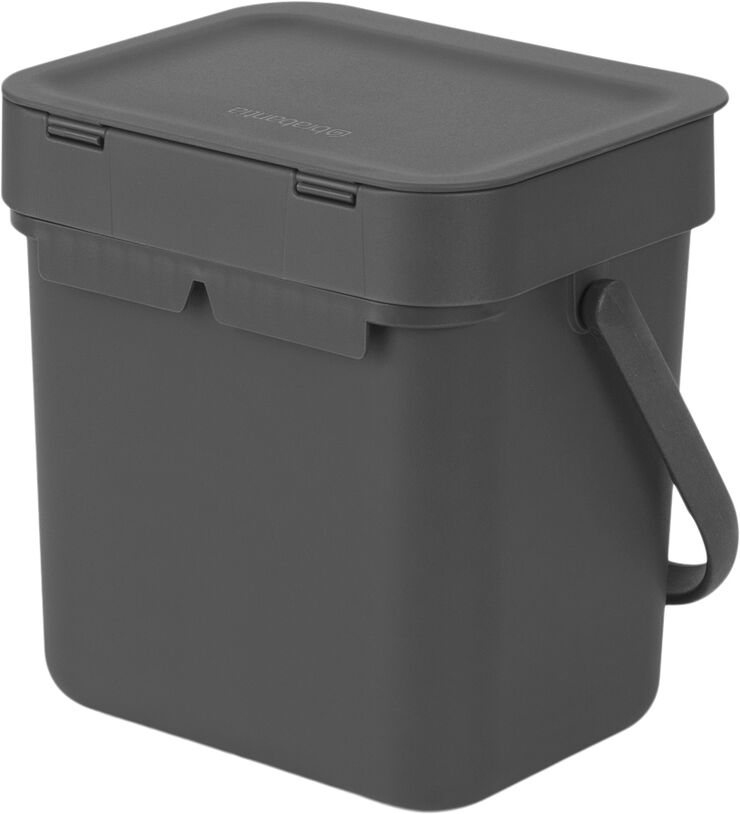 Brabantia Affaldsspand m/låg sort. kon. 3 ltr Grey
