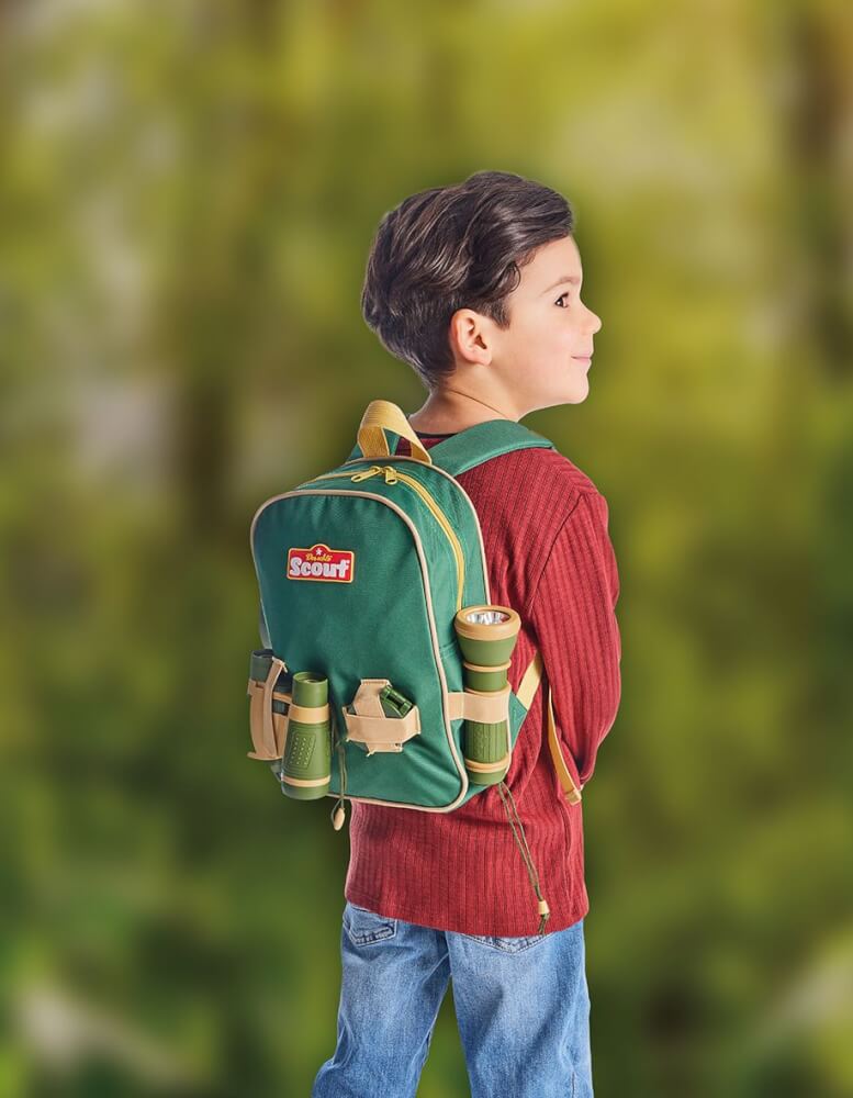 SCOUT Entdecker-Rucksack, 5-teilig, inklusive Lupe, Taschenlampe, Fernglas und Kompass