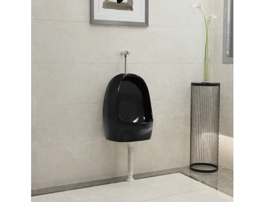 VIDAXL - Urinoir suspendu avec valve de chasse d'eau céramique noir