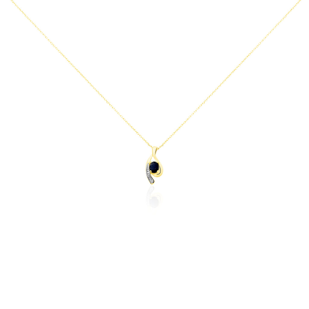 Collier Sagesse Or Jaune Saphir Et Diamant