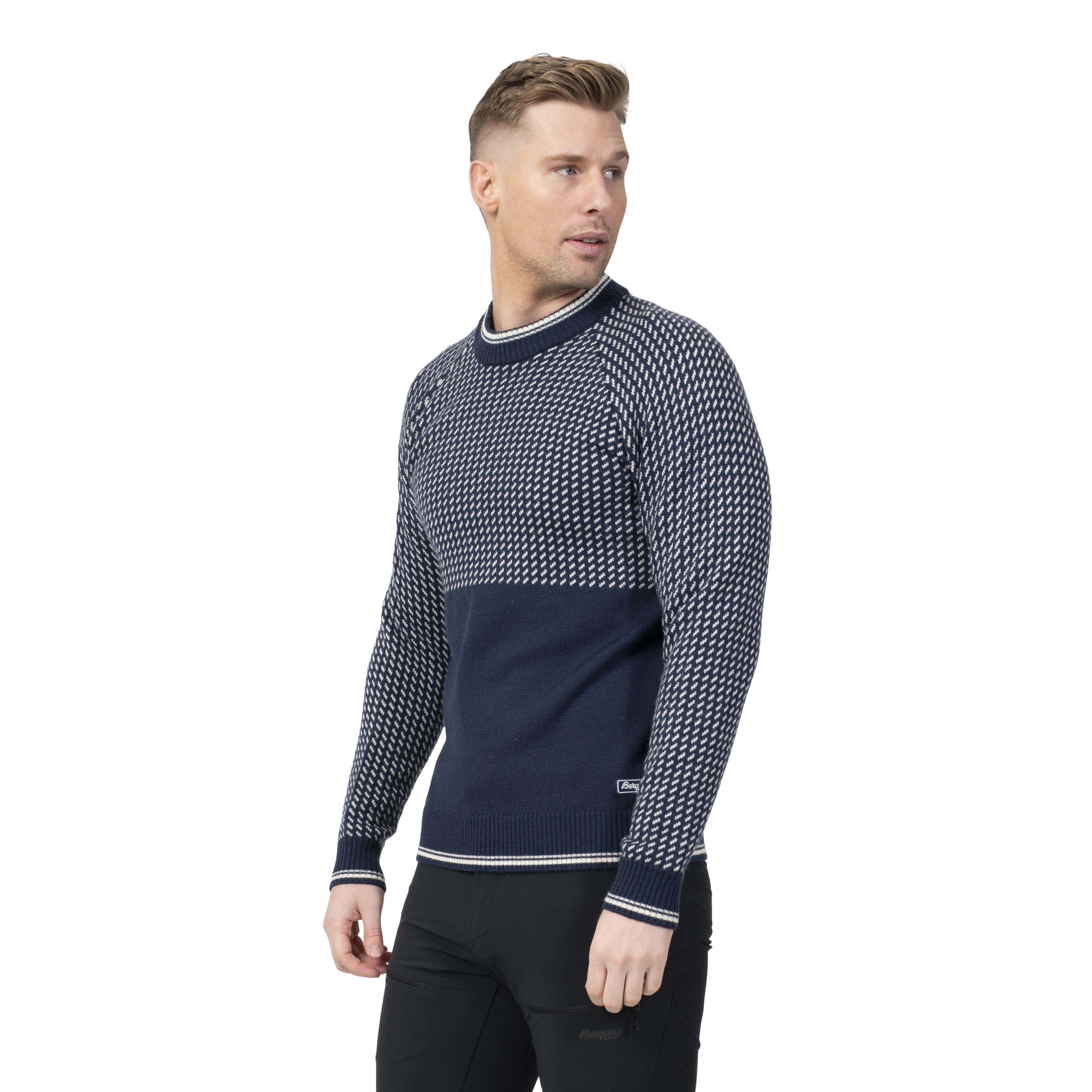 Alvdal Wool Jumper Men Navy / Vanilla White