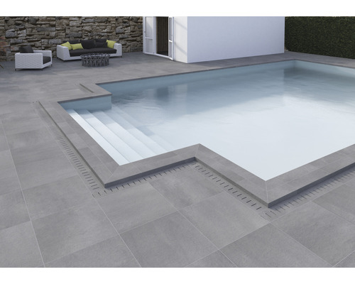 FLAIRSTONE Zwembadrand, Titan binnenhoekstuk 90° grijs 60 x 15 x 5 cm
