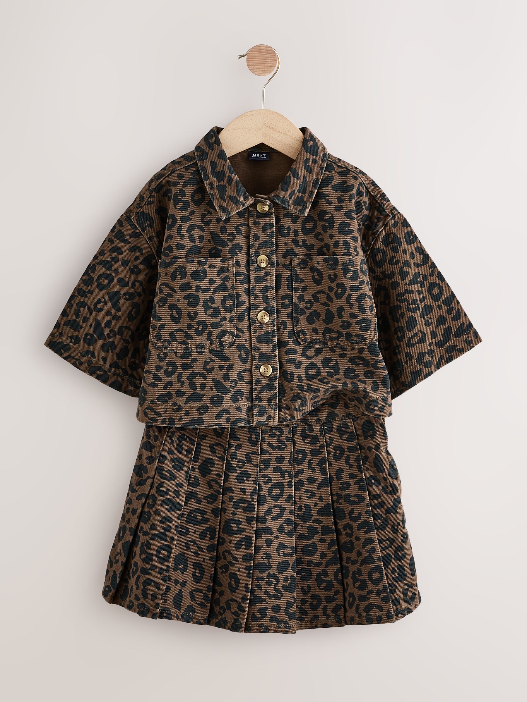 Dierenprint - Set van blouse en geplooide rok (3-16jr)