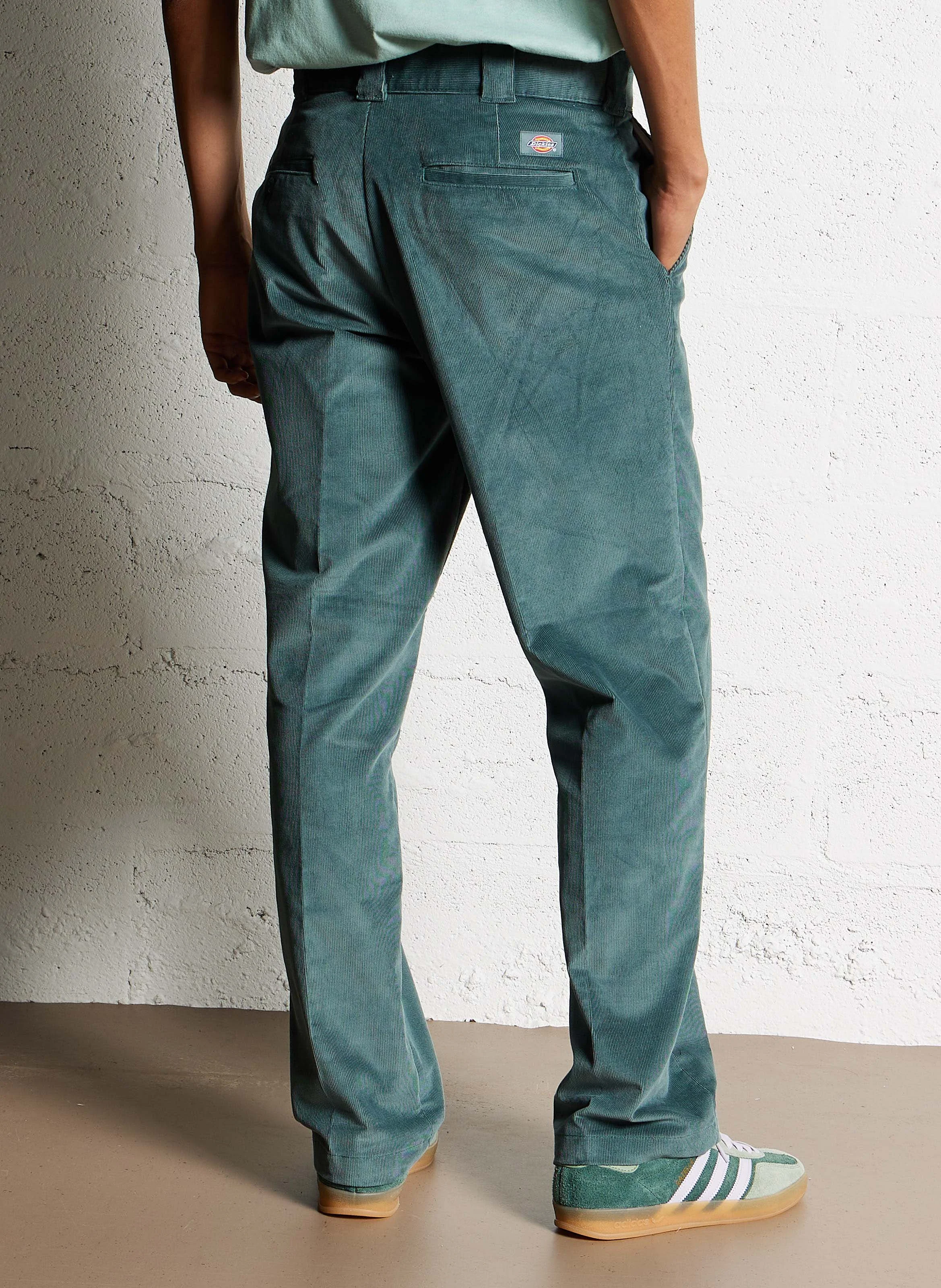 CORDUROY - Pantalon droit en coton mélangé | Vert
