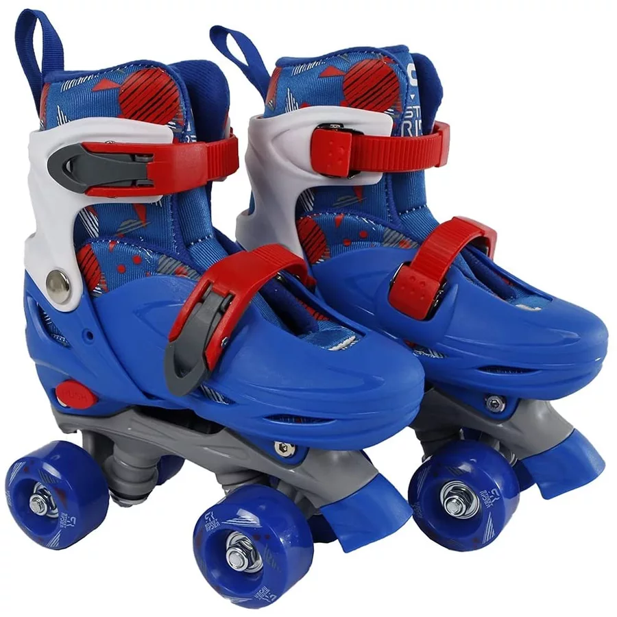 Van Manen Rollschuhe verstellbar für Kinder, mit zwei Schnallen Blau 27 - 30 Blau