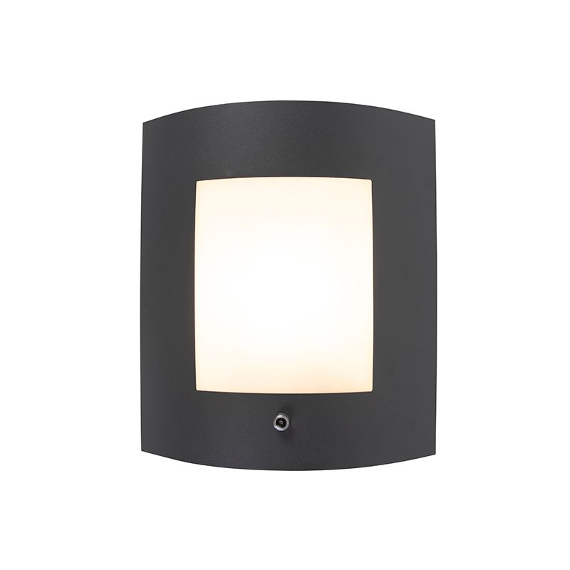 Buiten wandlamp antraciet IP44 schemersensor - Emmerald