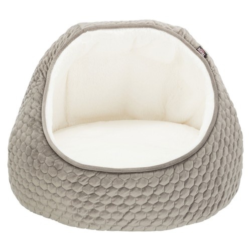 Cama em forma de caverna Trixie Livia, cor taupe com detalhes em bege, para cães.