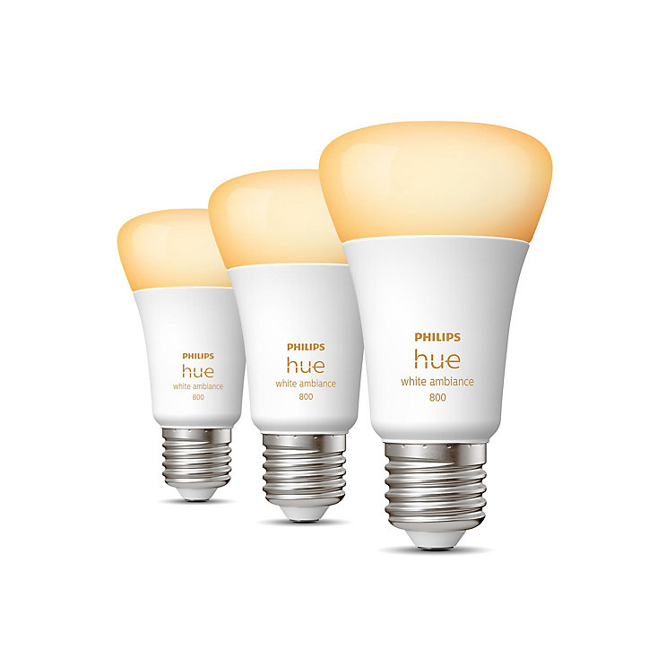 Pack 3 ampoules connecté Philips Hue E27 A60 800lm blanc chaud à froid