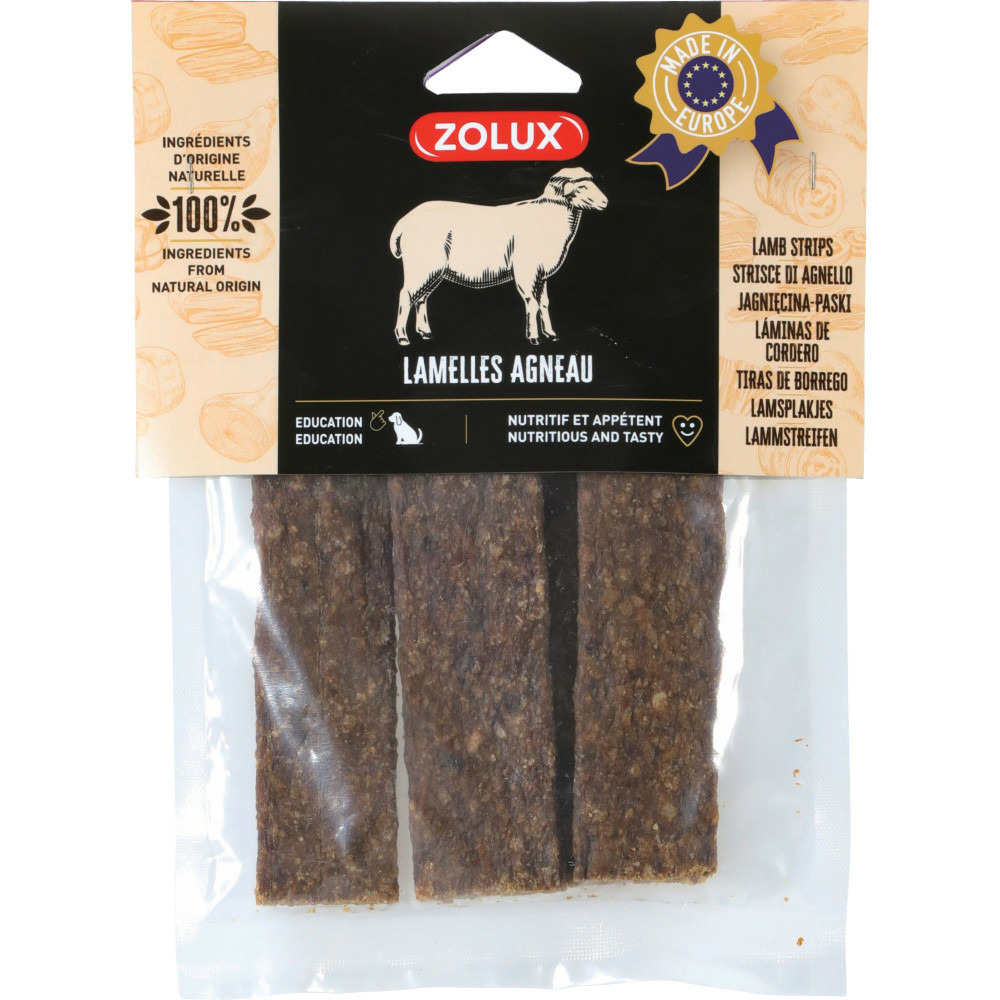 Friandises 4 lamelles d' agneau 100 g pour chien