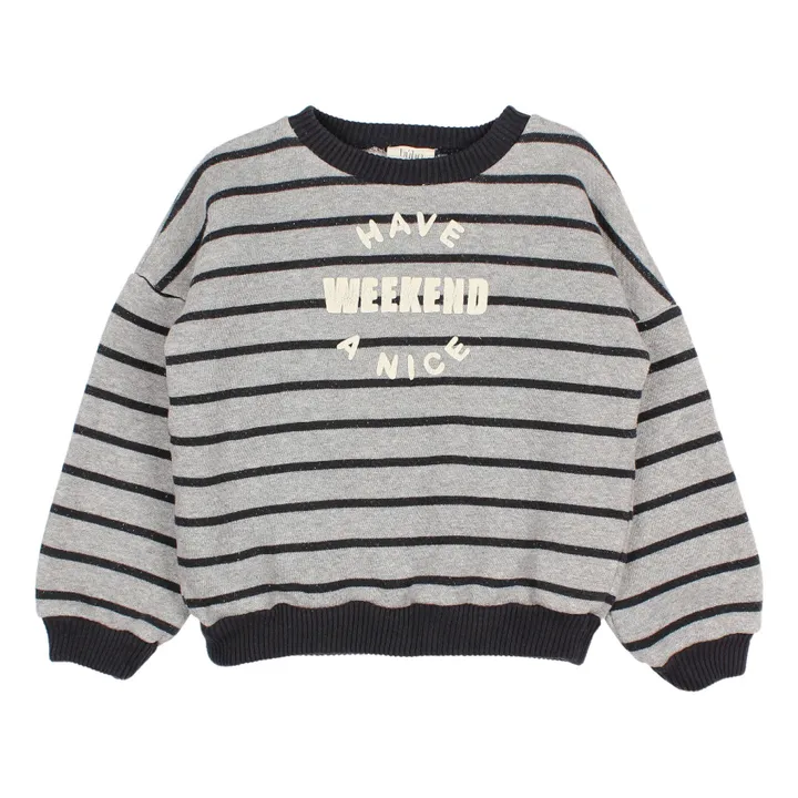 Búho Sweat Coton Bio Rayures | Gris chiné