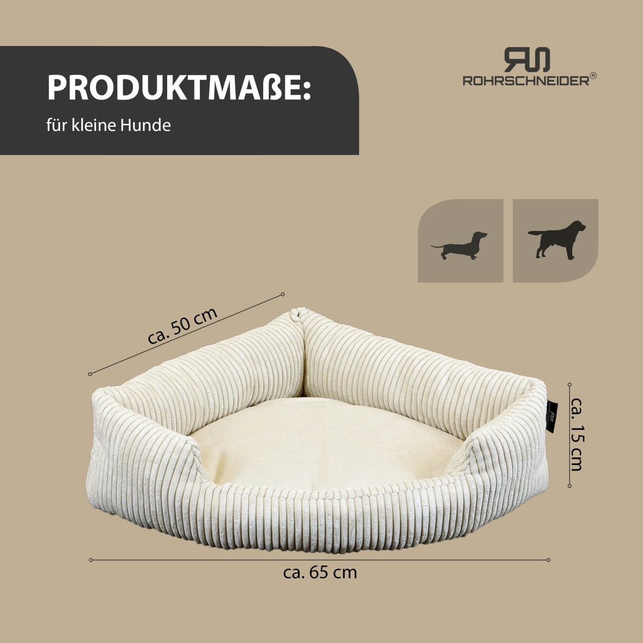 Rohrschneider ® XXL Eck-Hundebett für große Hunde aus Cord M