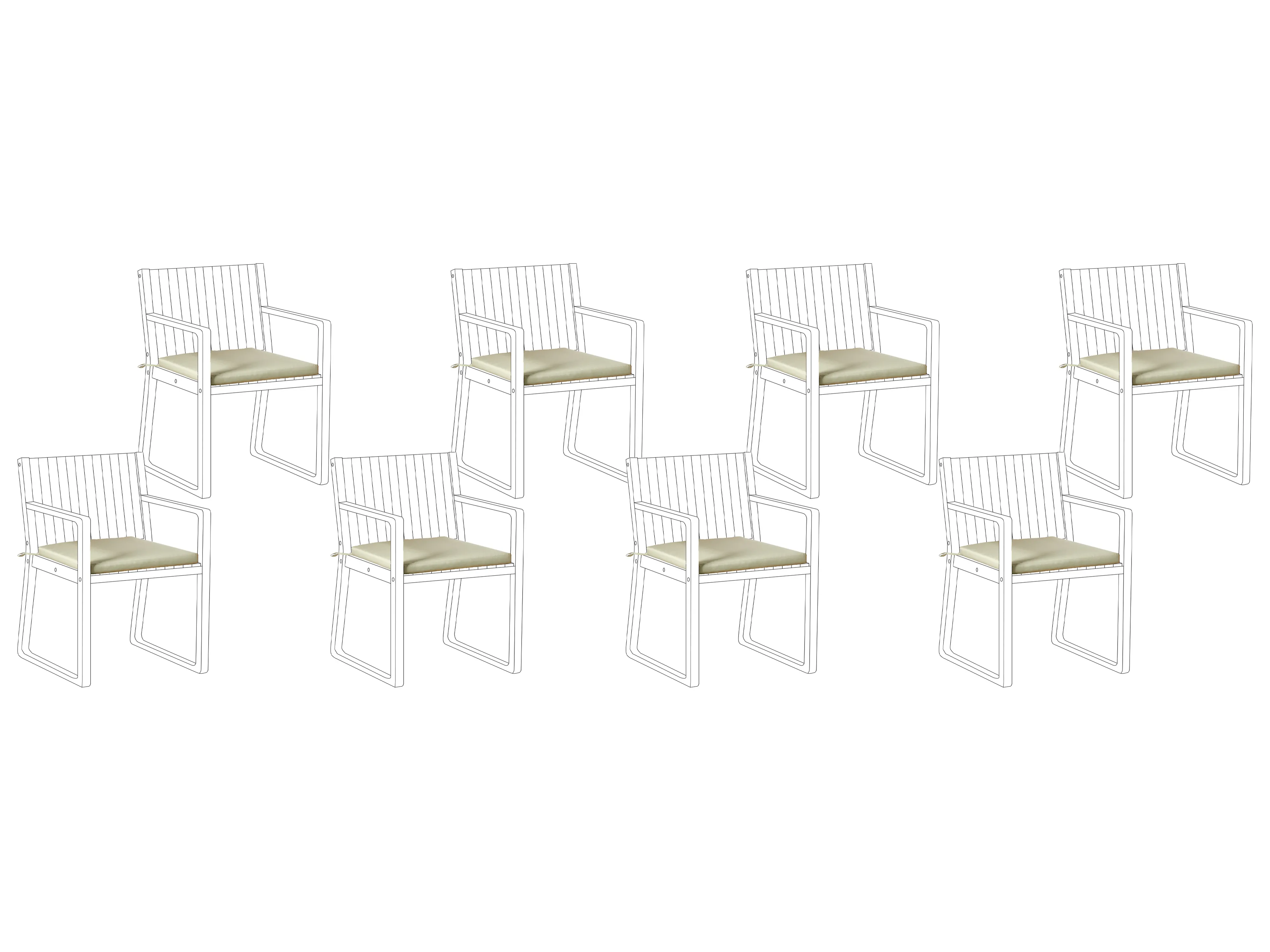 Set van 8 tuinzitkussens SASSARI PREMIUM 46 x 46 cm Lichtgroen