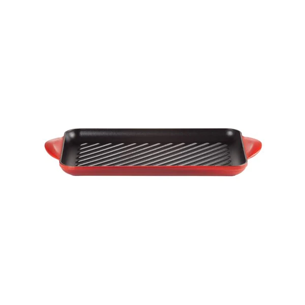 Grill rectangulaire fonte émaillée 32 cm Cerise Le Creuset