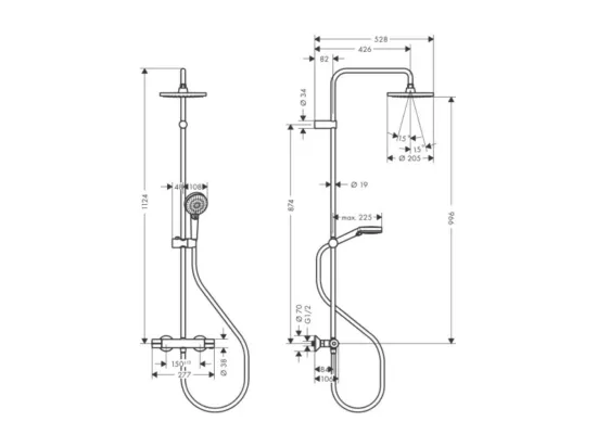 Colonne de douche thermostatique HANSGROHE Vernis Blend 200 Chromé + nettoyant Briochin