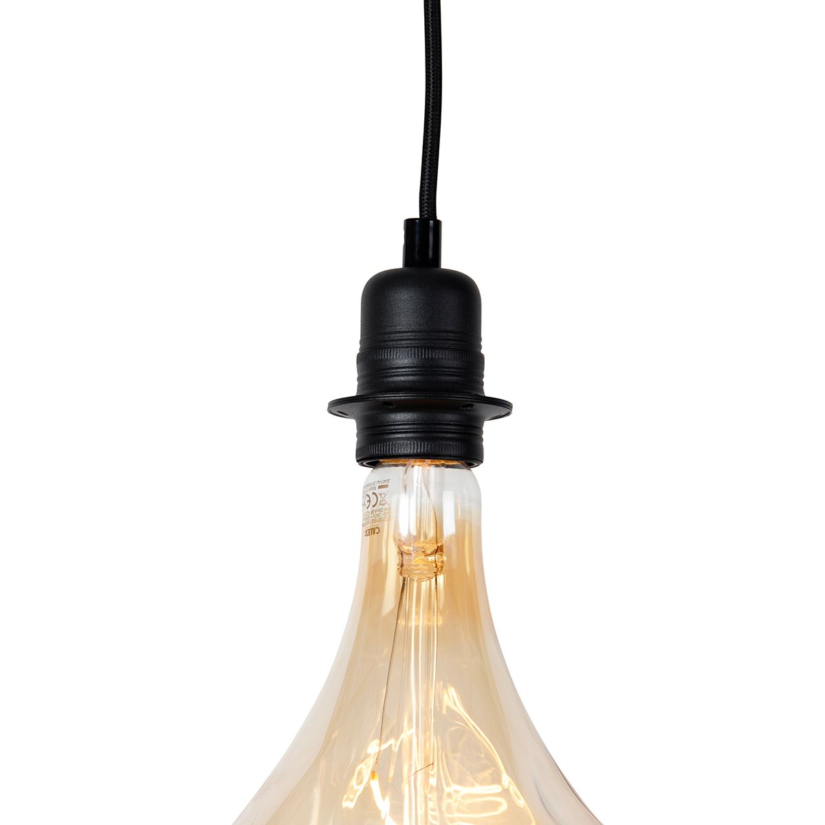 Hanglamp zwart 2-lichts incl. LED goud dimbaar - Cava Luxe