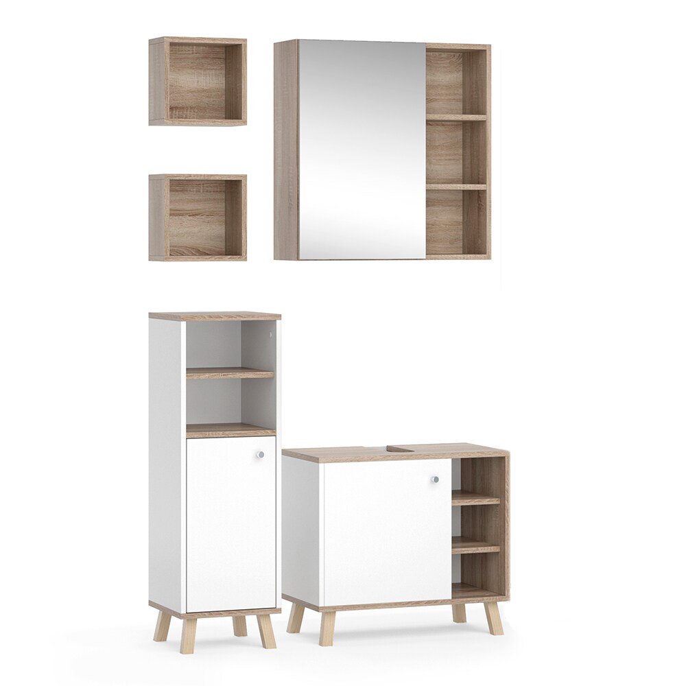Vicco Badmöbelset Midischrank Hochschrank Unterschrank Spiegelschrank Senyo G/A