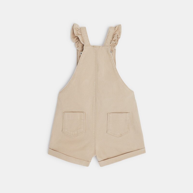Salopette courte bretelles volantées beige bébé fille Beige