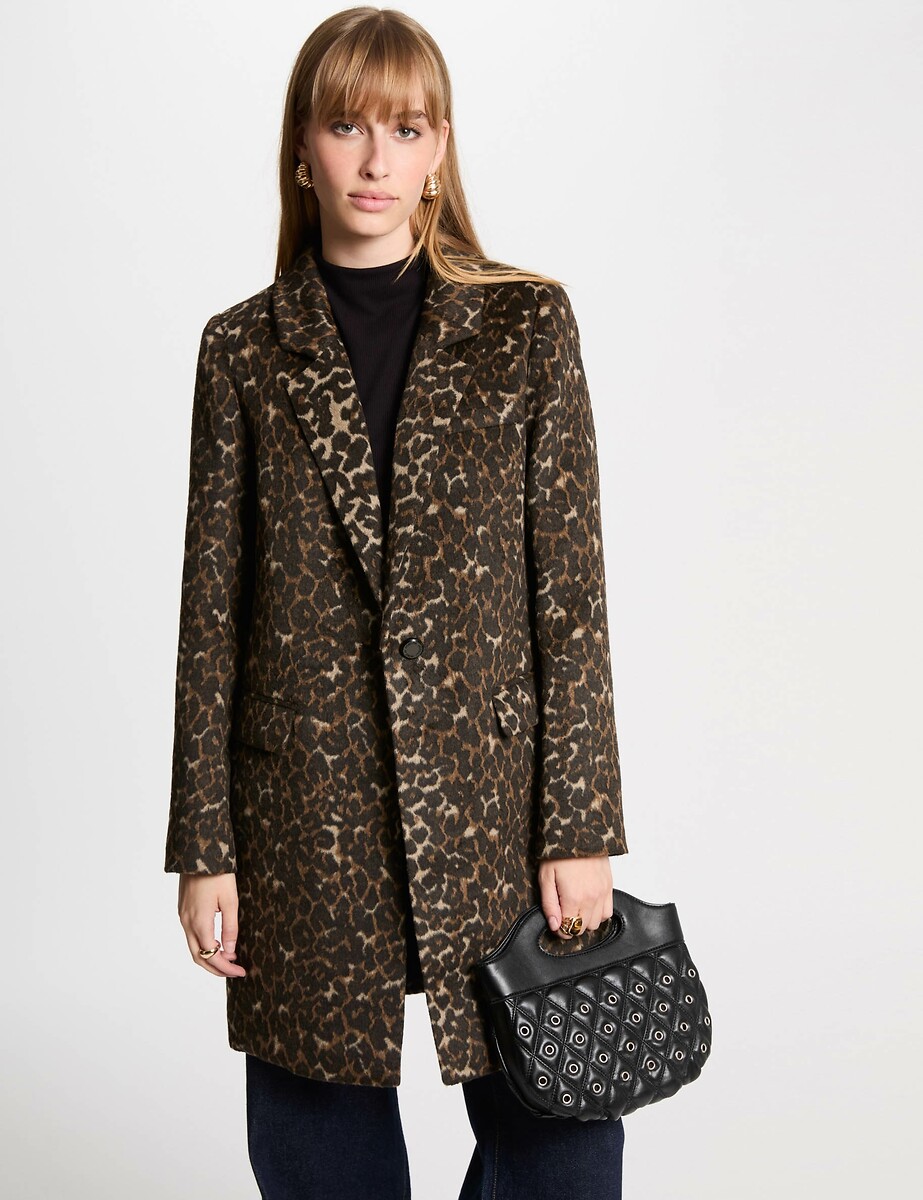 MORGAN<br>Casaco comprido com estampa de leopardo
