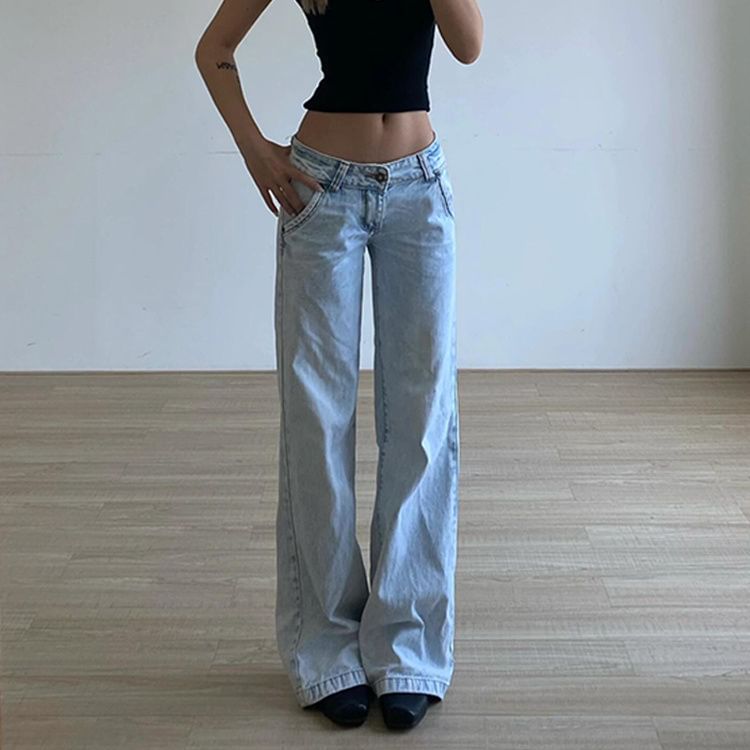 Jerolenea - Low Rise Washed Loose Fit Jeans