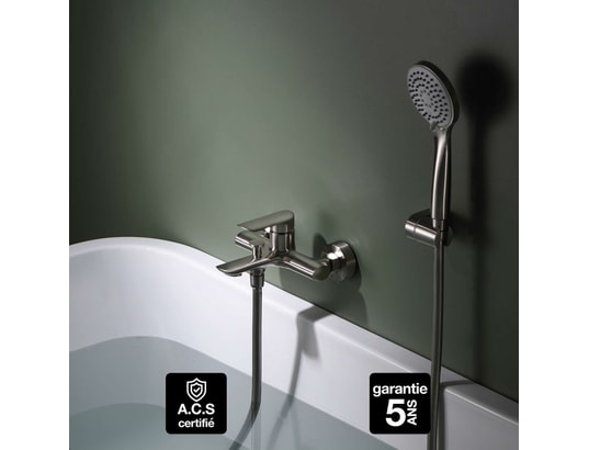 IMEX PRODUCTS - Mitigeur de baignoire et douche anti-calcaire nickel bross...