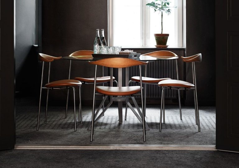 Carl Hansen & Son CH88P stoel stainless steel - wit geolied eiken - Loke 7210 leer