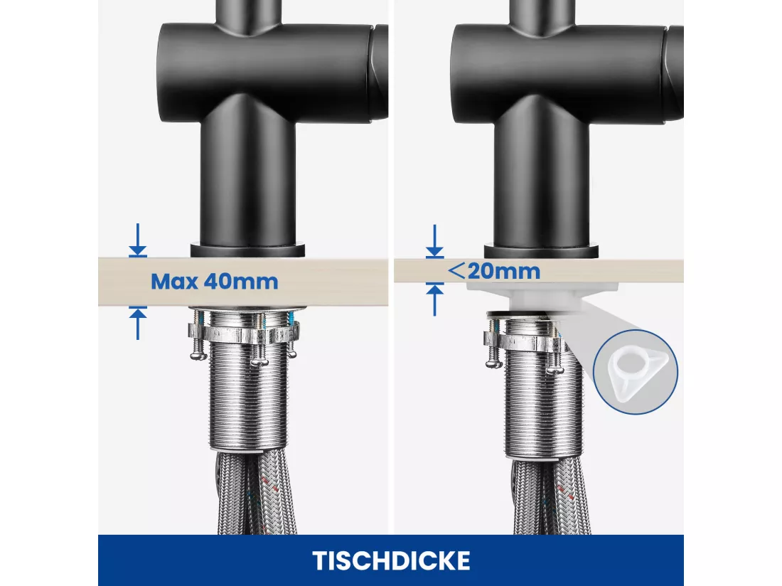 2PCS CECIPA MAX Mitigeur de Cuisine avec Douchette Extractible Robinet de Cuisine avec 2 Types de Jet D'eau Robinet d'évier Rotatif à 360 ° (Noir)