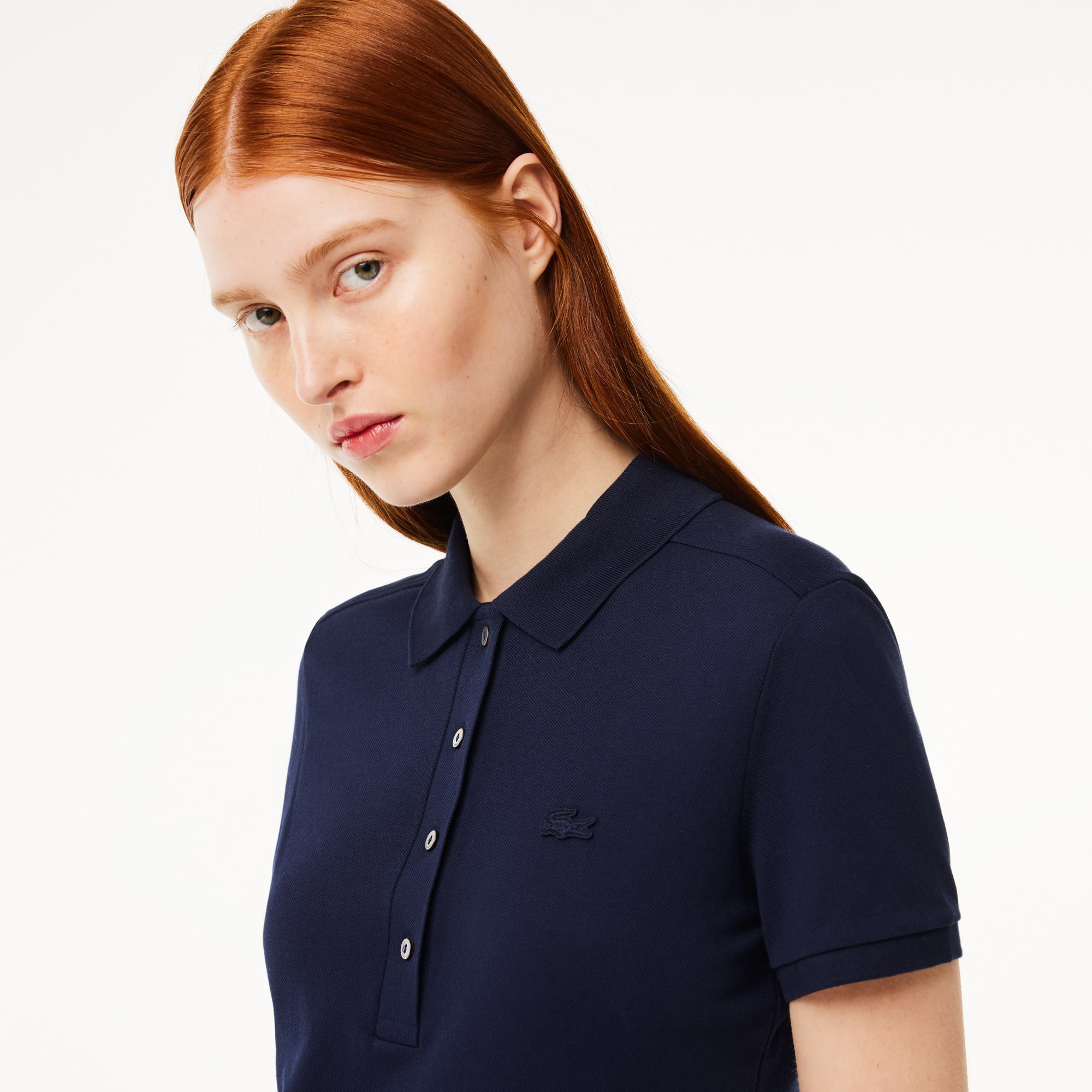 Robe polo en piqué de coton stretch Robes & Jupes - Bleu - Lacoste - Femme