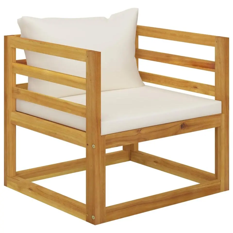 vidaXL - Tuinset - Crème - Acaciahout - 7 stuks - Met kussens