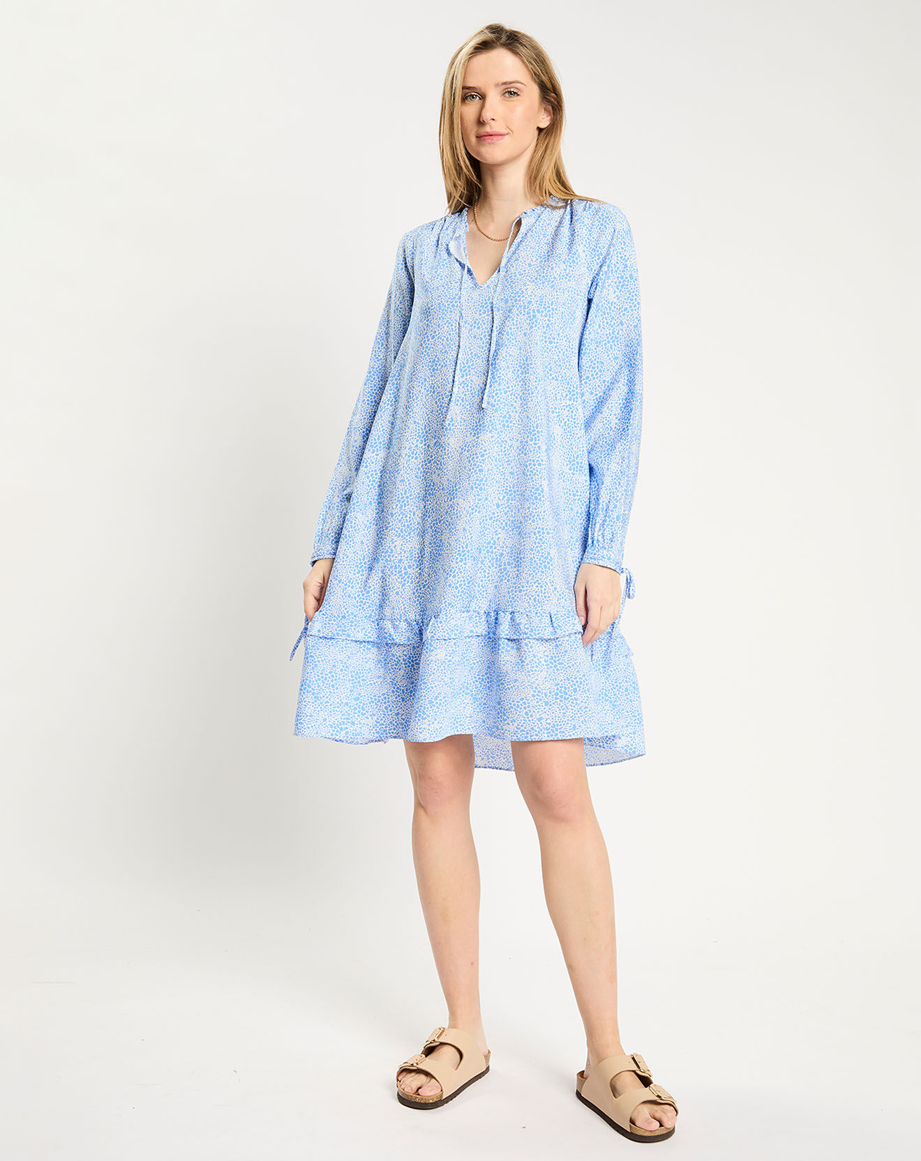Scotch & Soda Robe courte à volants bleu/blanc