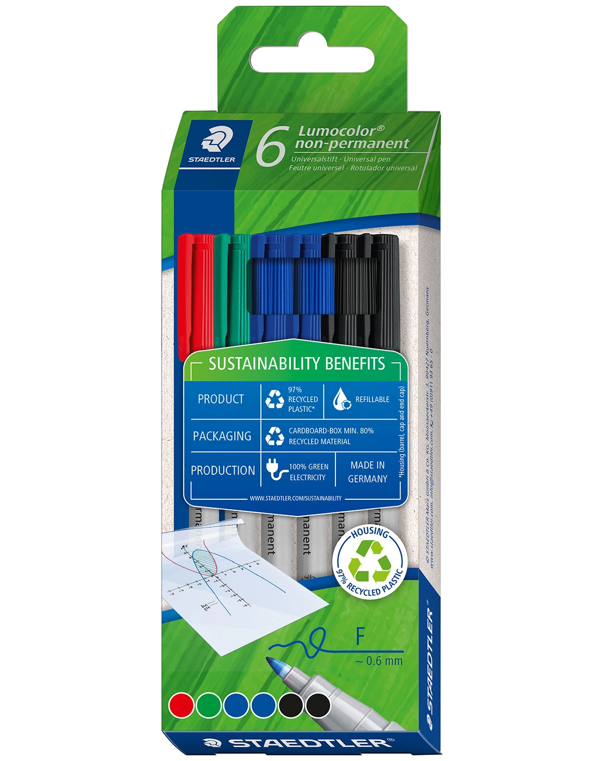 Universalstifte LUMOCOLOR NON-PERMANENT 6er Set