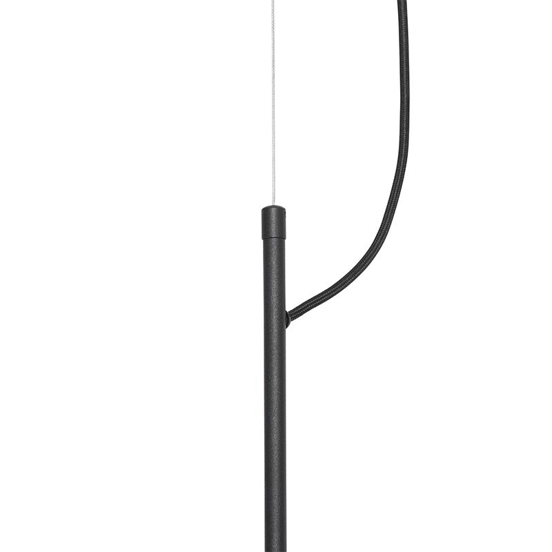 Klassieke hanglamp zwart met lampenkap goud 5-lichts - Nona