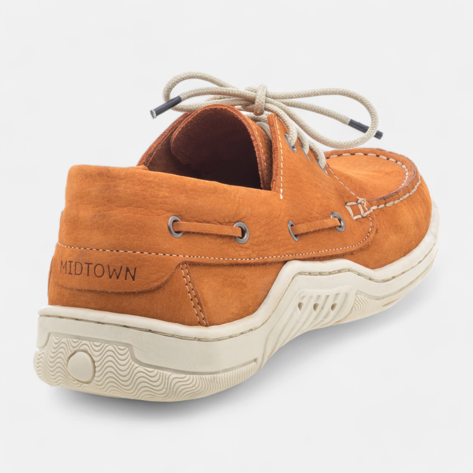Chaussures bateau Homme en cuir orange