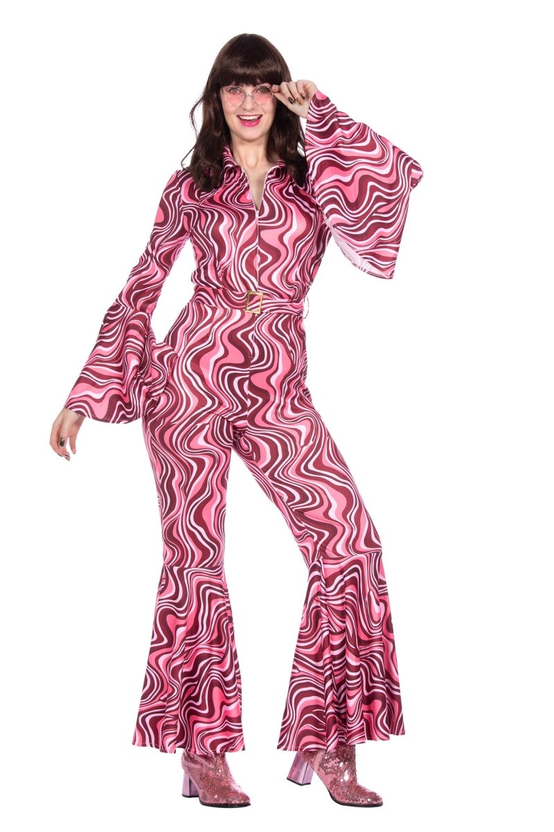 Disco 70S Jumpsuit Roze Dames