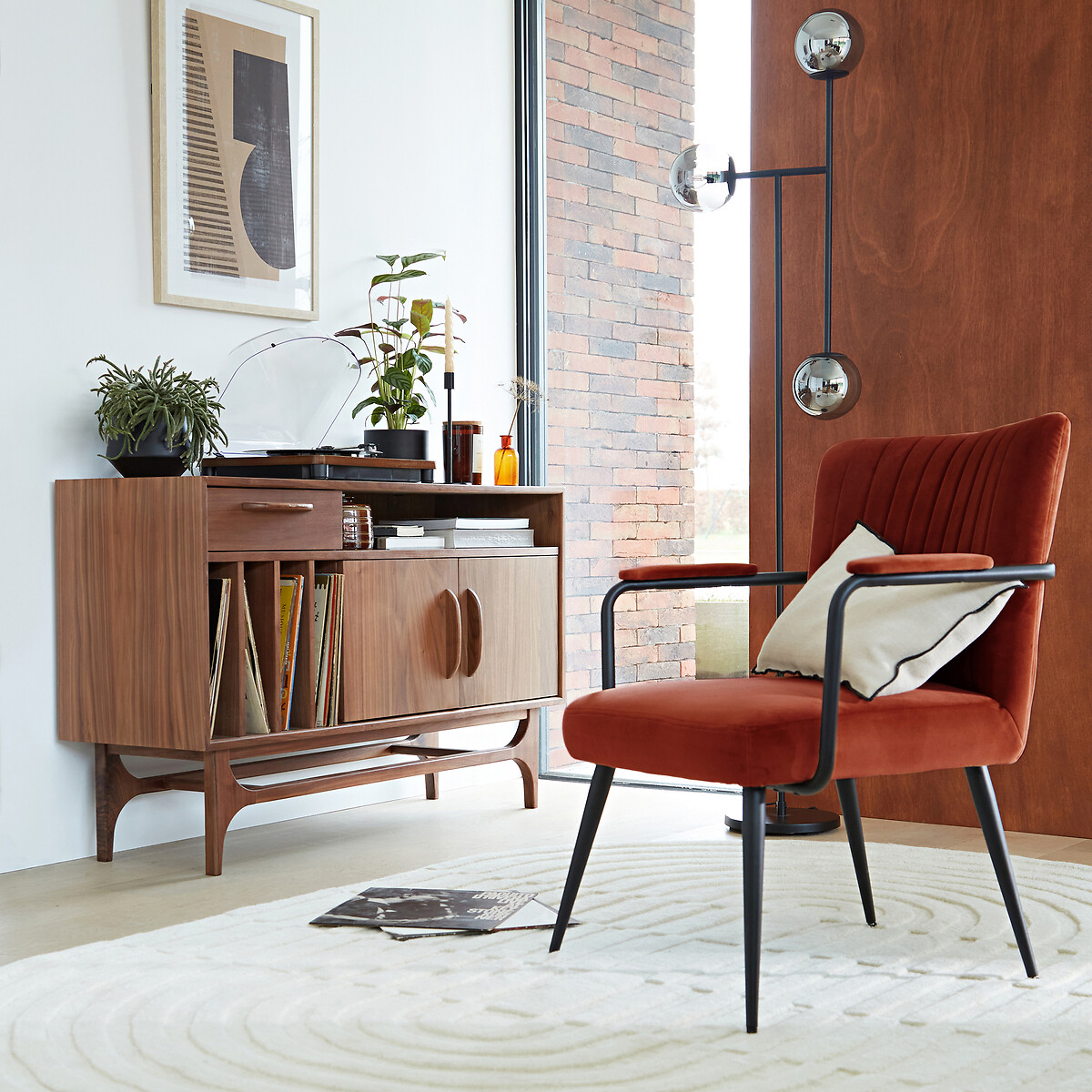 LA REDOUTE INTERIEURS<br>Poltrona vintage de veludo com braços, Ronara