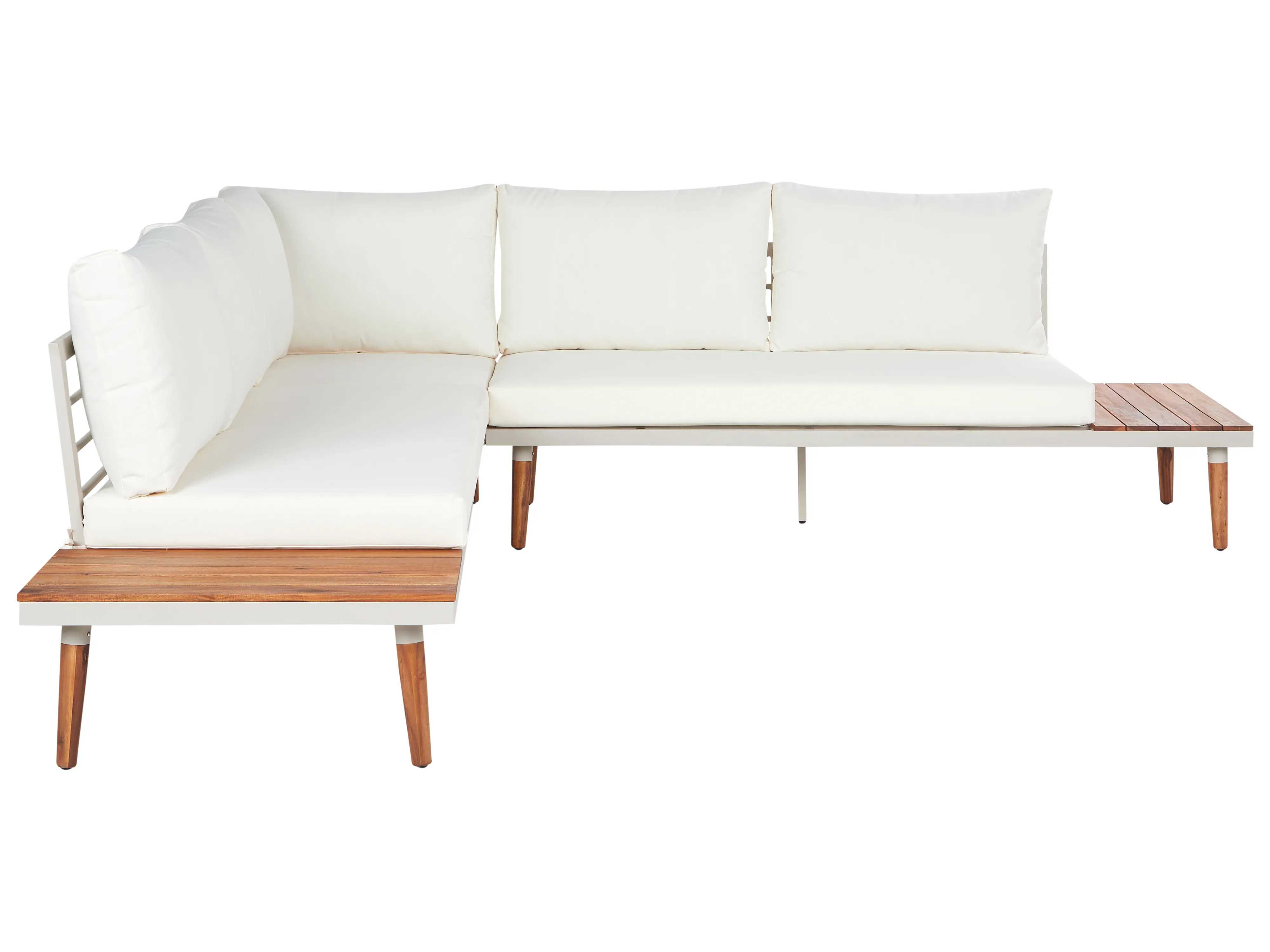 Tuin hoekloungeset met tafel 5-zits CORATO Acaciahout Gebroken wit