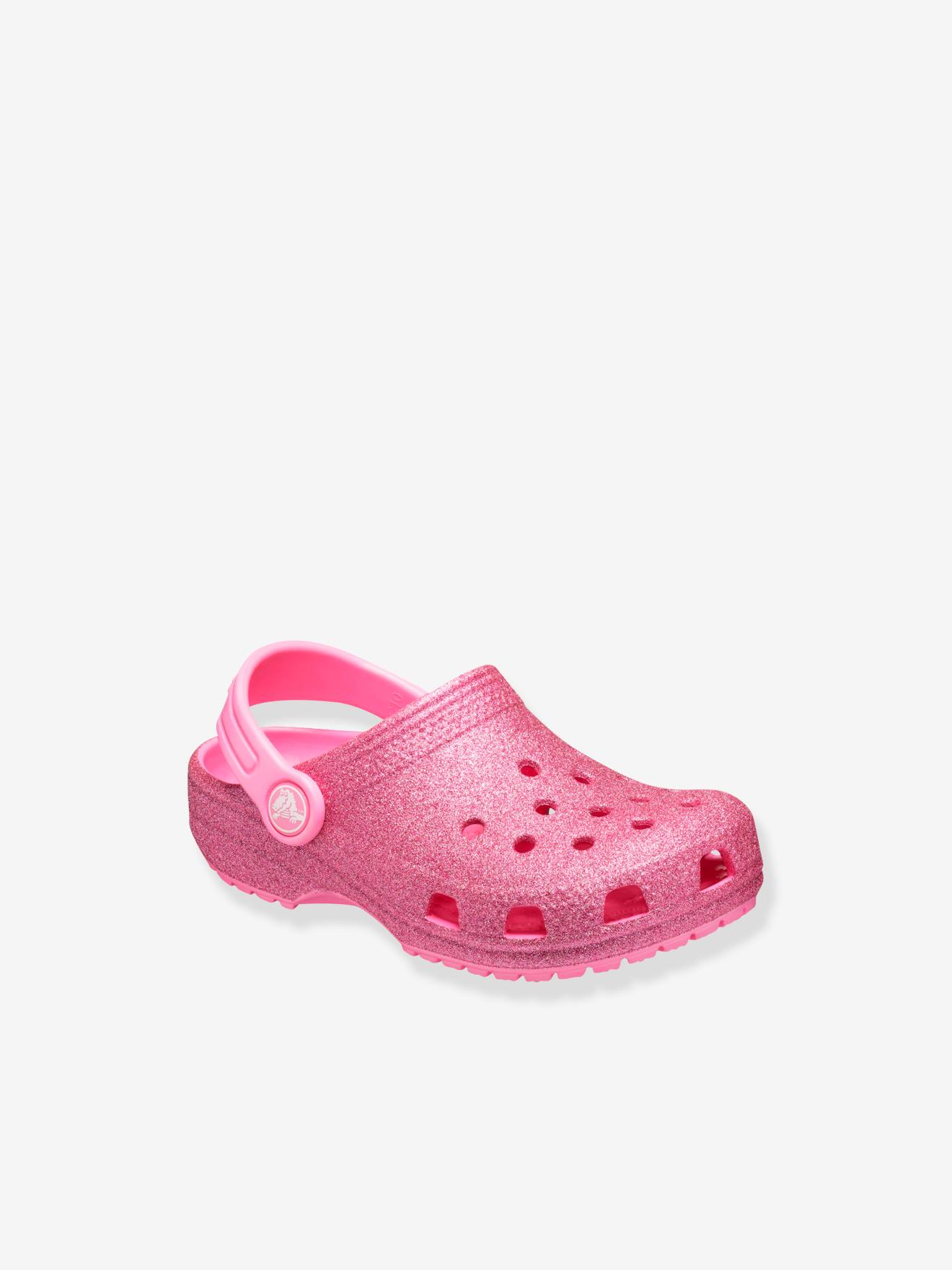 Tamancos infantis Crocs™ Classic Glitter Clog T tamanho médio rosa liso