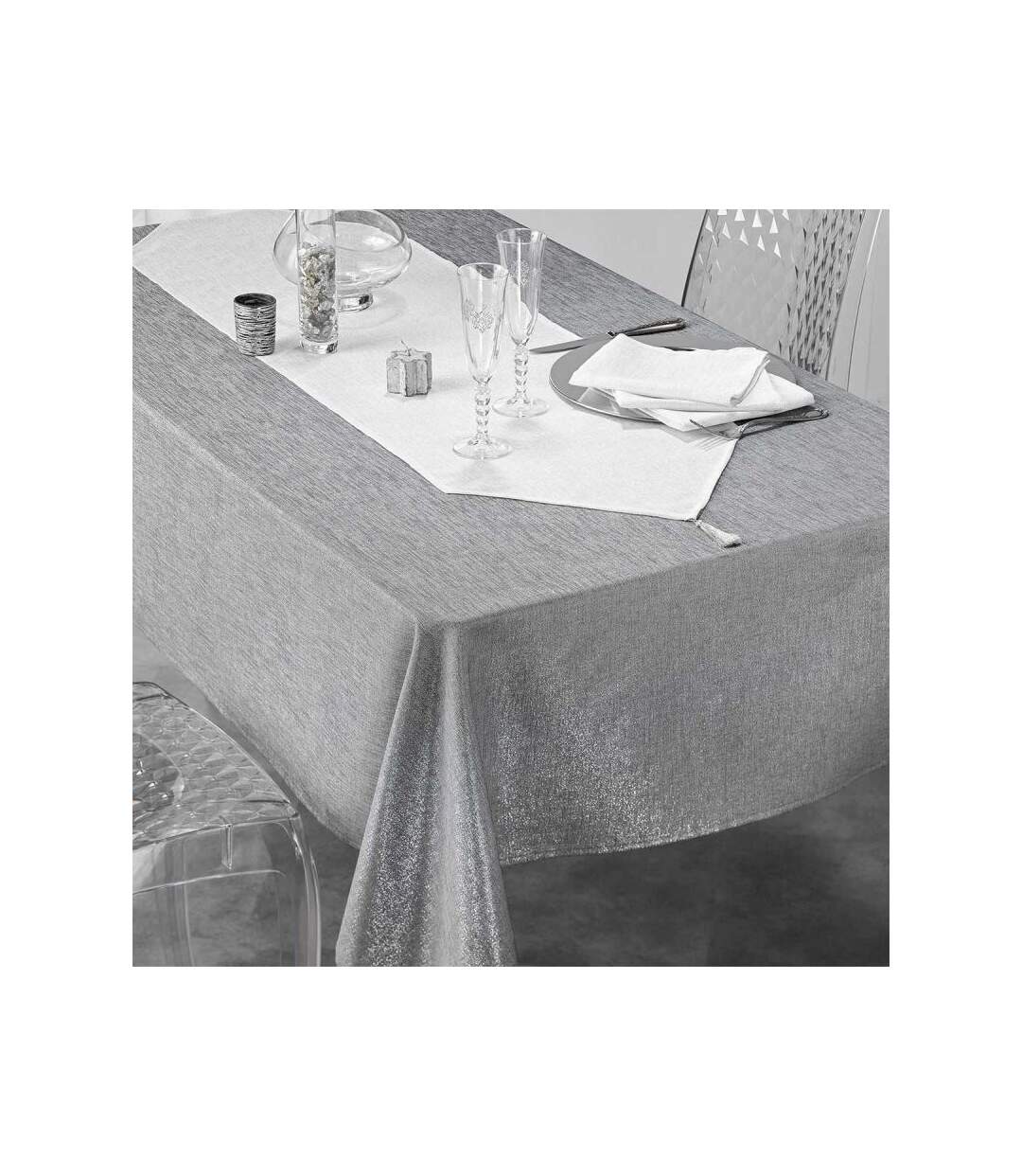Lot de 3 Serviettes de Table Silvery 40x40cm Blanc