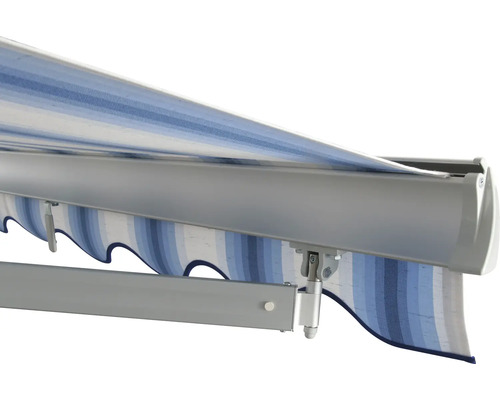 SOLUNA knikarmzonnescherm Trend 2,5x2 doekdesign U190 frame zilver geanodiseerd incl. motor, wandschakelaar, noodhandzwengel, zon- en windsensor