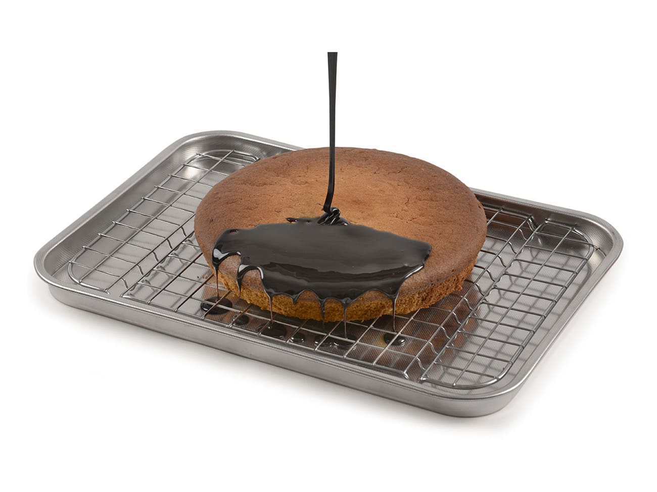 Grande plaque avec grille - Inox - 40 x 28 cm