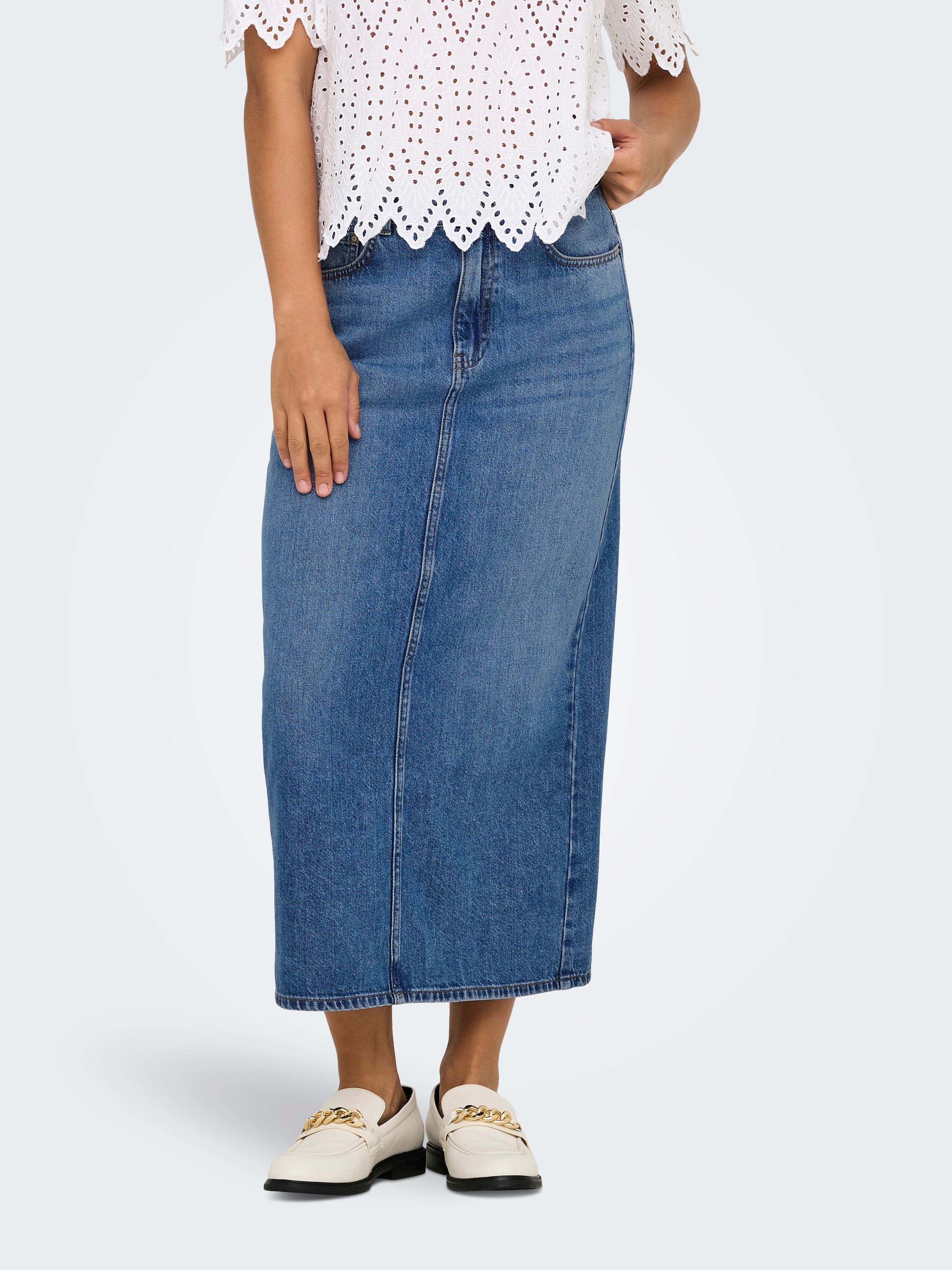 ONLY Jeansrock »ONLLUMI – Jeansrock mit Rückenschlitz für moderne Looks« modisch, Denim, regular fit, Baumwolle