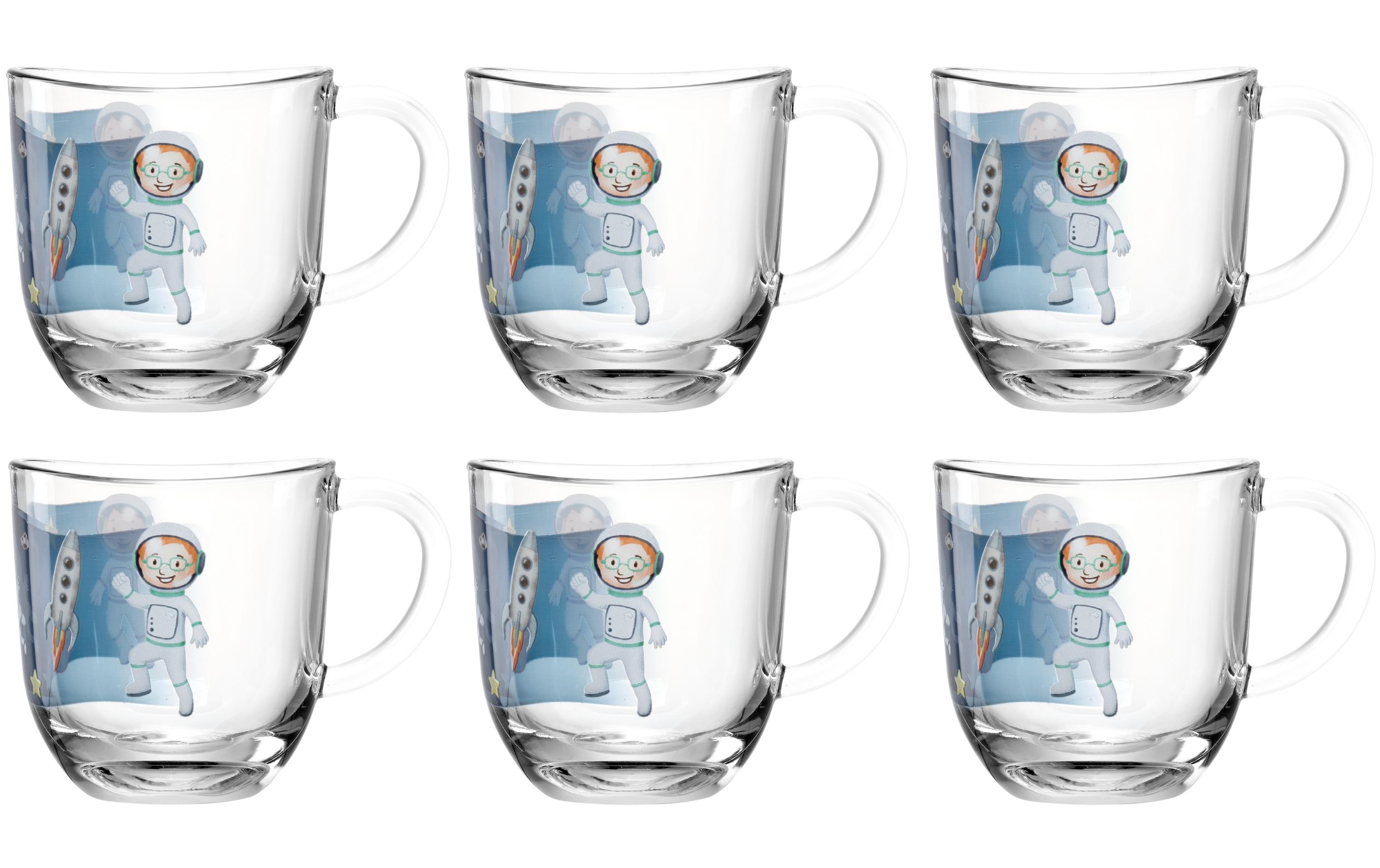 Kindertasse Avvenutura 280 ml, 6 Stück, WeltallTassen-Set für Kinder mit Henkel