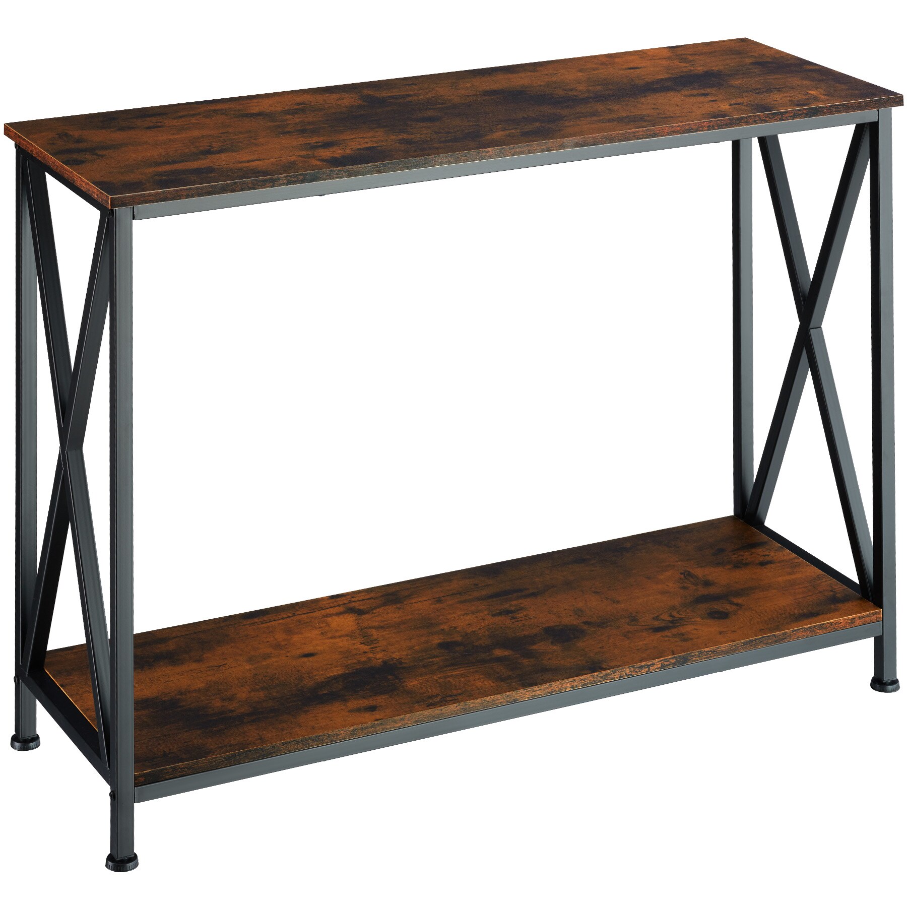 tectake® Konsolentisch, Industrial Style, mit 2 Ablagen und seitliche X-Streben, 100 x 35 x 80,5 cm