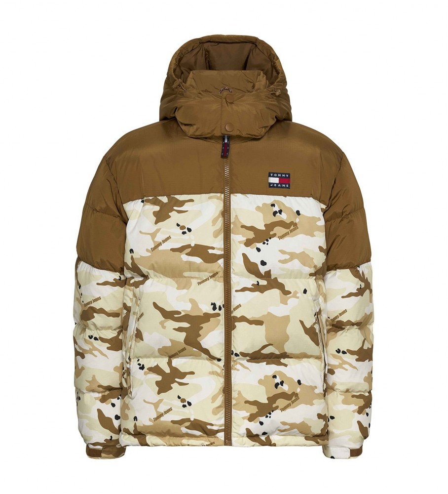 Jaqueta Tommy Jeans Alaska acolchoada oversized marrom