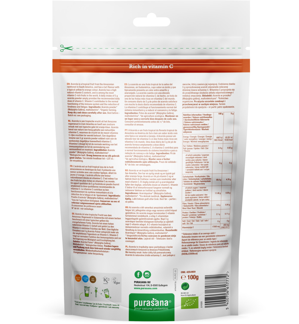 Purasana Acerola Poeder – Vegan Bio (100 gr)